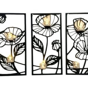 3 pec set Flowers candle holder  Wall decorations MDF material