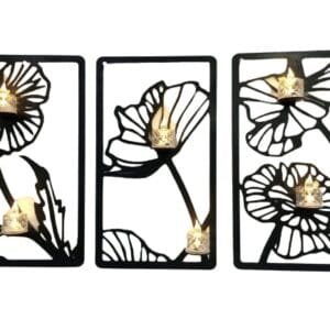3 pec set Flowers candle holder  Wall decorations MDF material