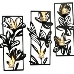 3 pec set Flowers candle holder  Wall decorations MDF material