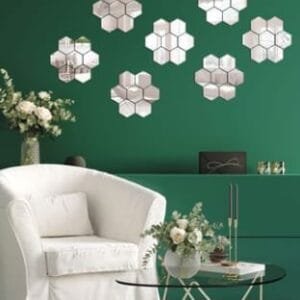 Pack of 50pcs Acrylic Mirror hexagon Shape Stickers/ Wedding /party Decoration Acrylic Mirror ((Silver color )