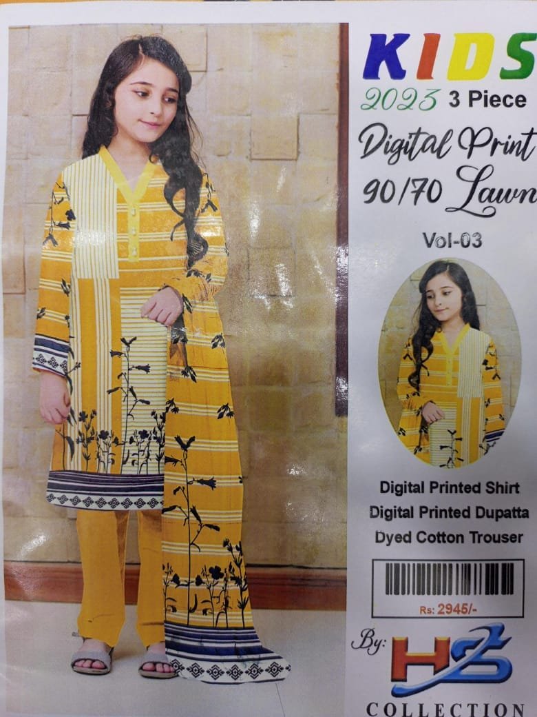 Kids Collection Vol 3 Digital Printed unstitched Lawn 3 Piece - Image 2