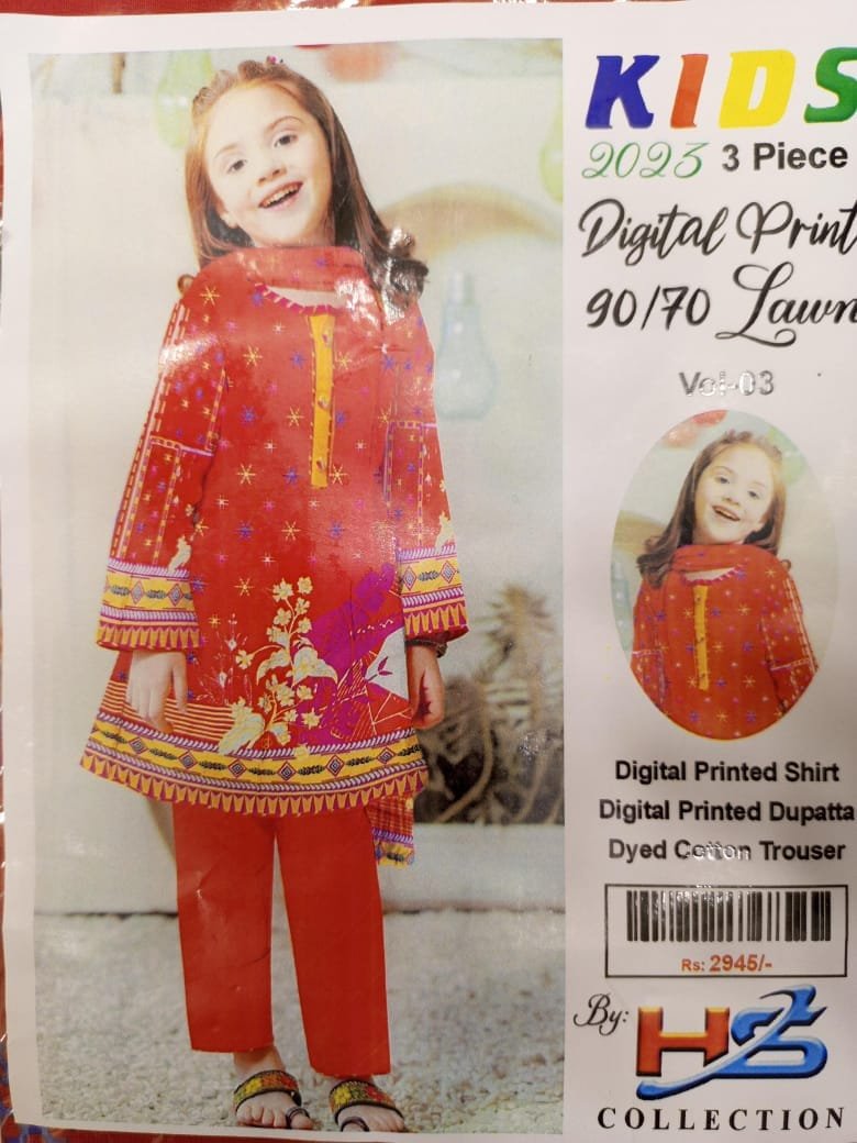 Kids Collection Vol 3 Digital Printed unstitched Lawn 3 Piece - Image 2