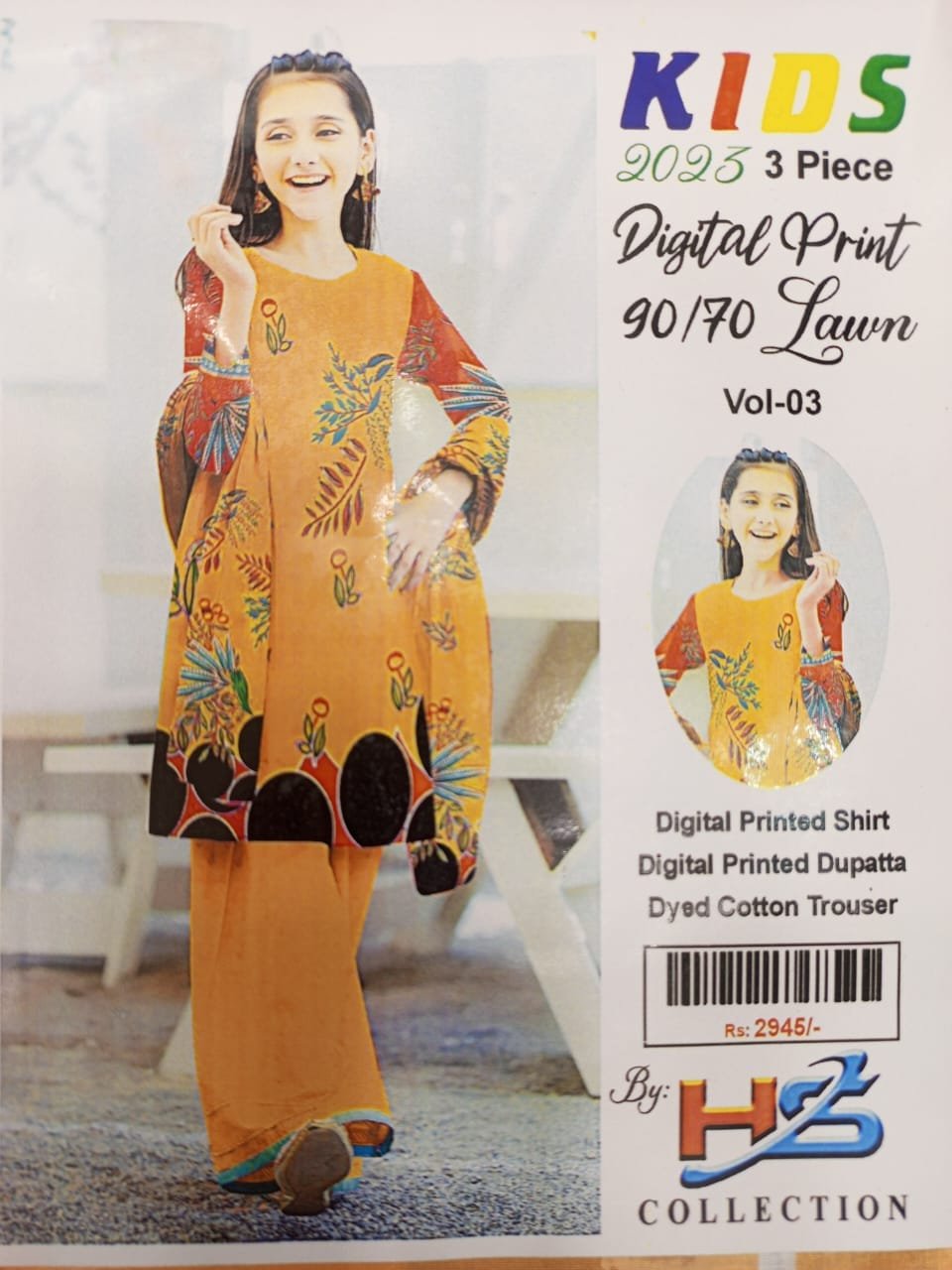 Kids Collection Vol 3 Digital Printed unstitched Lawn 3 Piece - Image 2