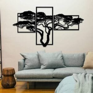 3 pec set Tree Wall art MDF material  Black color