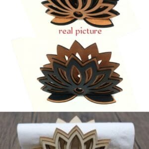 Lotus Flower Decorative Tissue holder Wooden material Leaf Rose shape