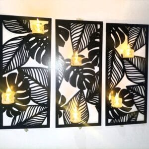 3 pec set  Leafs wall art  Candle holder  Wall hanging decorations  MDF material