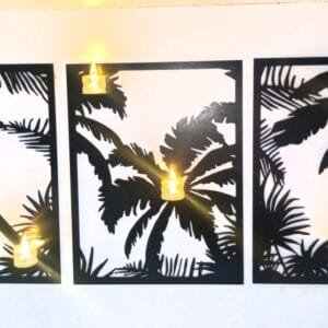 3 pecTree art Candle holder Wooden wall decoration  MDF material