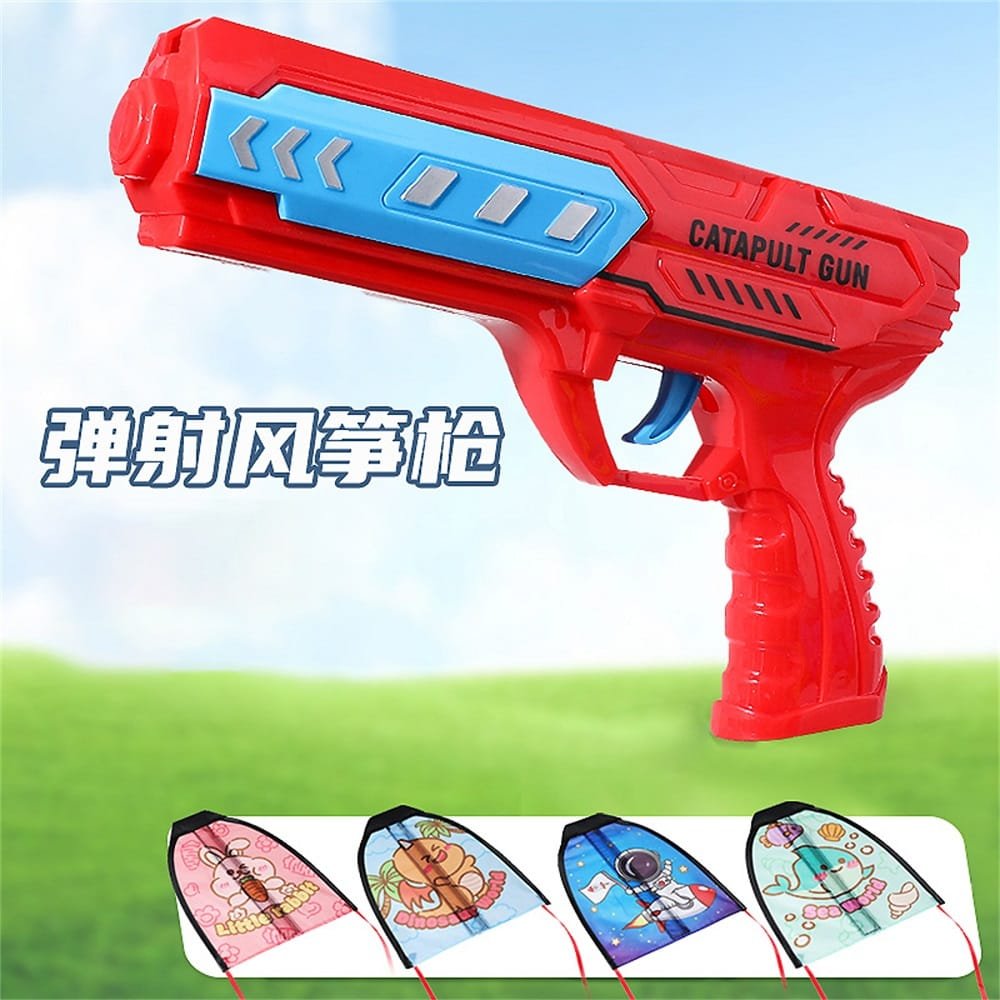 Kite Launcher Toys gun /Kids Kite Launcher with Kite Toy Set, Cute and Interesting Cartoon Shapes Beach Toy, Funny Beach Kite Toy (random color)