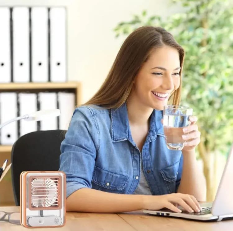 Rechargeable Mini Mist Humidifier Fan Portable Desktop Air Conditioner USB Mini Air Cooler Fan Water Cooling Fan with 3 Speed Spray Humidifier Purifier Indoor,Outdoor (Random Color) - Image 7