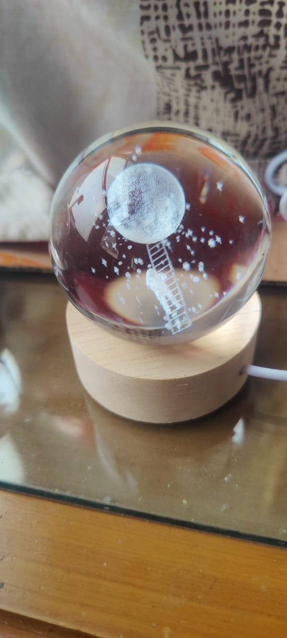 3d crystal moon randomly design Crystal Planet Globe 3D Laser Engraved Solar System Ball with Touch Switch LED Light Base Astronomy Decor (random ) - Image 11