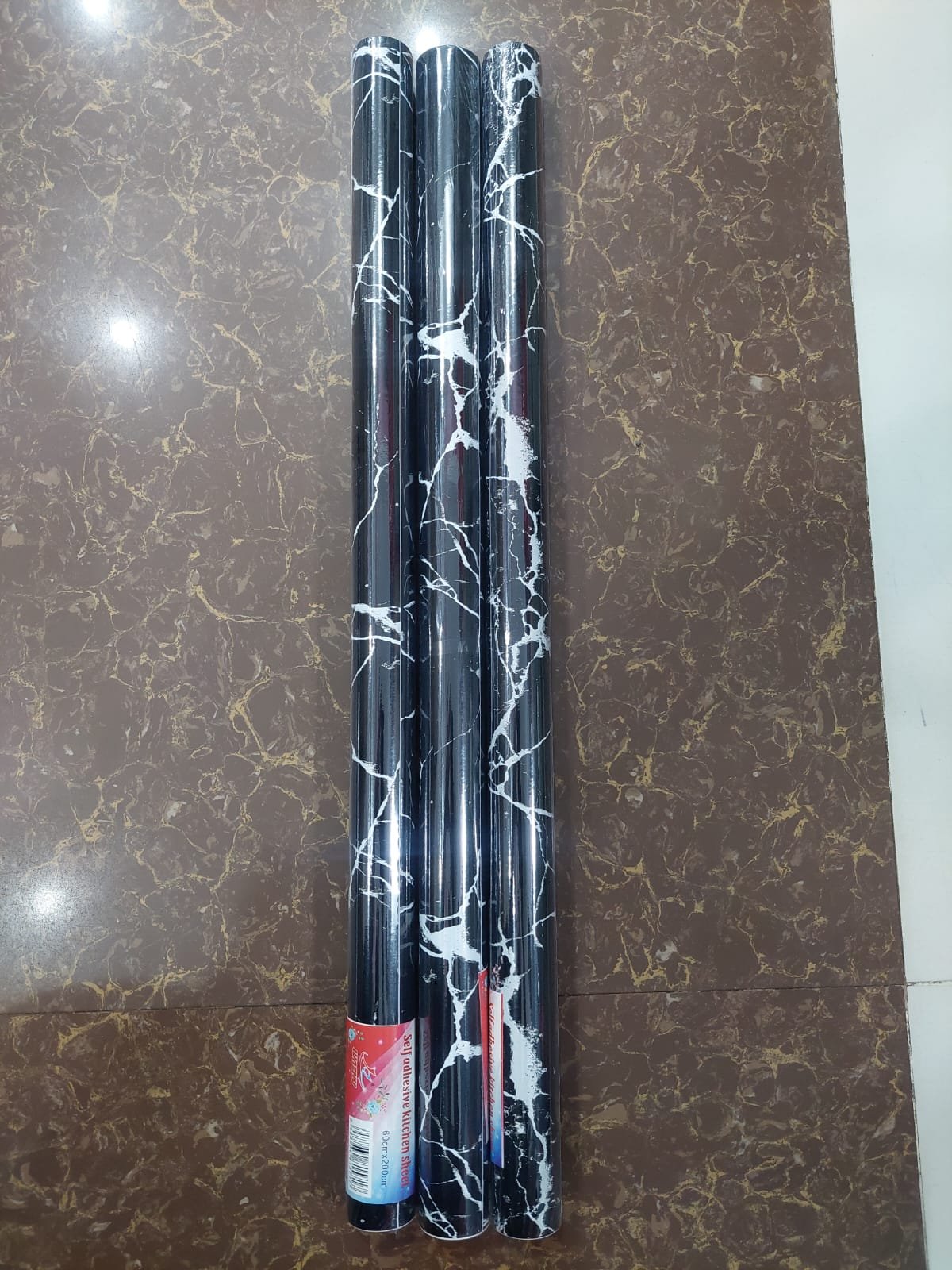 Self Adhesive Black Marble Sheet for Kitchen / Waterproof Anti Oil & Heat Resistant Wallpaper Sheet - Image 2