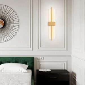 Modern Wall Lamp Straight Line Vertical Led Light | Gold Bedroom Bedside Lamp - Minimalist Living Room Background Wall Aisle Wall Lamp for Living Room, Hall, Dining Table, Bedroom, Corridor, Restaurant Home Décor & Indoor Lightings (Gold)