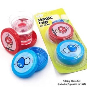 Pack of 2  Magic Glass for Kids, Folding Collapsible Magic Cup, Foldable Mug Glass for Travel, Outdoors, Hiking (Random Color)