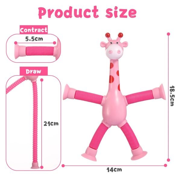 Telescopic Suction Cup Giraffe Toy Pop Tubes Sensory Toys For Toddlers Fidget Toys For Anxiety Add Adhd Autism Funny For Kids Boys Girls - Multicolor (Random color) - Image 4