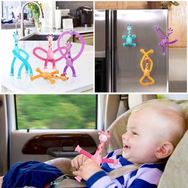 Telescopic Suction Cup Giraffe Toy Pop Tubes Sensory Toys For Toddlers Fidget Toys For Anxiety Add Adhd Autism Funny For Kids Boys Girls - Multicolor (Random color) - Image 7