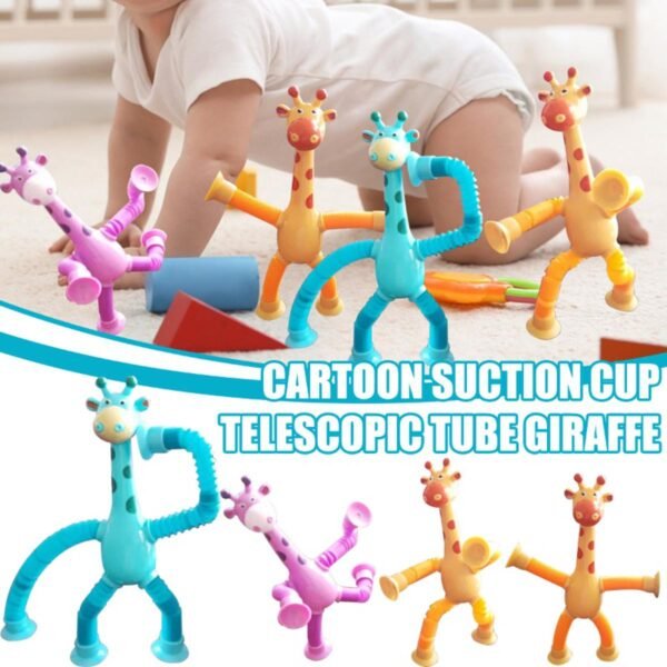 Telescopic Suction Cup Giraffe Toy Pop Tubes Sensory Toys For Toddlers Fidget Toys For Anxiety Add Adhd Autism Funny For Kids Boys Girls - Multicolor (Random color) - Image 9