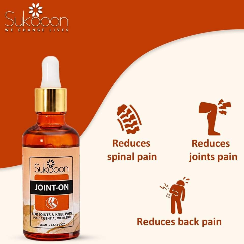 Sukoon Joint On Essential Oil Blend for pain in joints, back pain, arthritis pain, knee pain, tennis elbow, strains and sprains (30ml) - Image 5