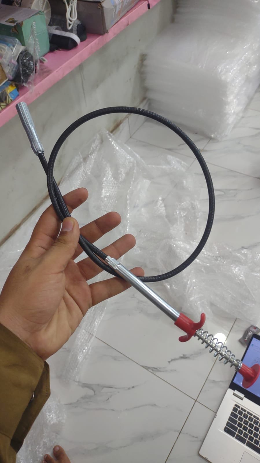 Stainless Steel Hair Catching Drain Cleaner Wire Spring Sink Cleaning Stick - Image 2