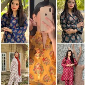 Leaf print 2pc Dress Stuff: Linen  Print for girls