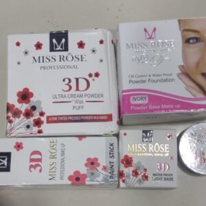 Deal of 05 - Miss Rose Cake Eye Liner , Compact Powder, 3d Foundation loose Powder foundation Stick , Base oil control