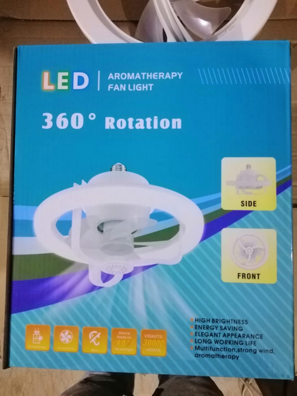 360° Rotating Socket Ceiling Fan with Light and Remote - Image 3