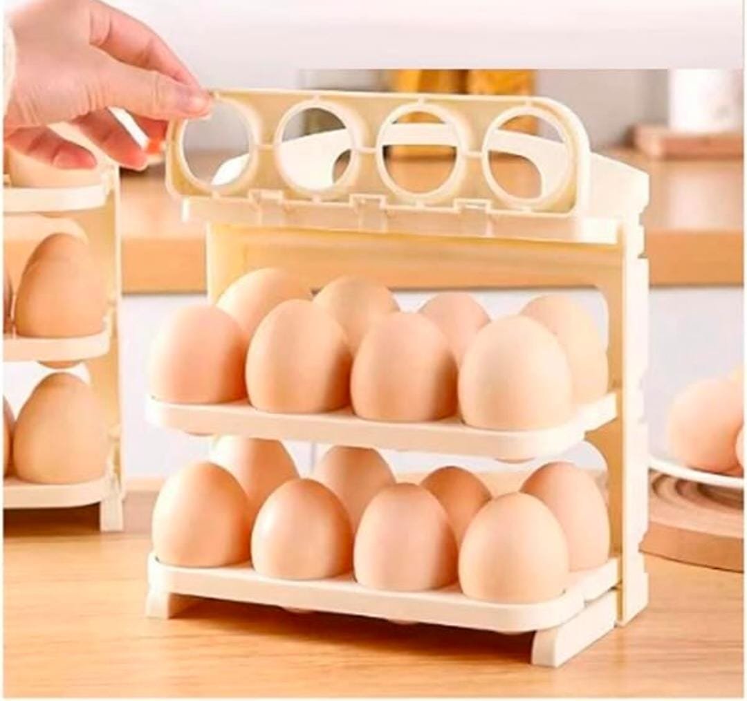 Egg Holde Rolling Storage Container Space-saving Rack for Kitchen Refrigerator Space Saving Egg Holder(random color ) - Image 2