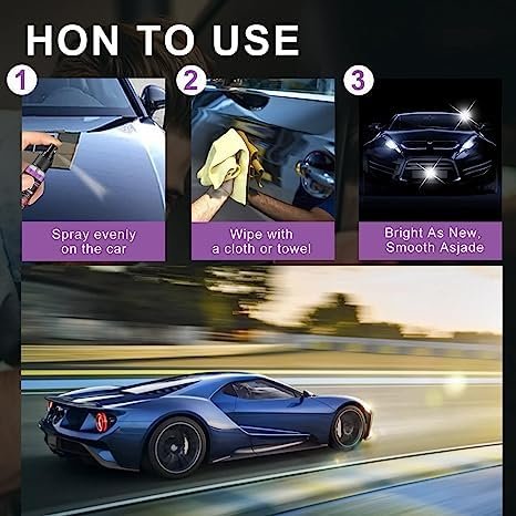 3 in 1 High Protection Quick Car Coating Spray, Ceramic Car Coating Spray Crystal Coating for Car Wax Spray Plastic Parts Refurbish Agent Car Hand Spray (100 ml) - Image 4