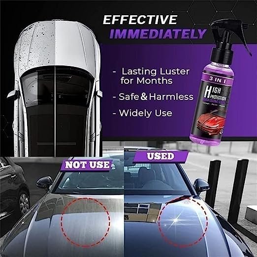 3 in 1 High Protection Quick Car Coating Spray, Ceramic Car Coating Spray Crystal Coating for Car Wax Spray Plastic Parts Refurbish Agent Car Hand Spray (100 ml) - Image 10