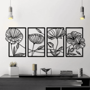 4 pec set Flowers candle holder  Wall decorations  MDF material