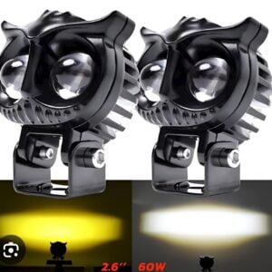 2 Pcs OWL Shape Fog Yellow-White & Flash light Low & High Beam Owl Plastic Body Spot Light for All Cars And Bikes 9V-60V 40W