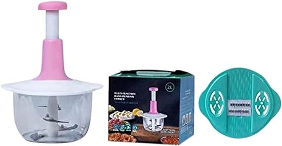 Manual Food Chopper, Multifunctional Vegetable Cutter, Speedy Chopper, Hand Press Manual Speedy Chopper, Multifunctional Vegetable Cutter - 2L - Image 4