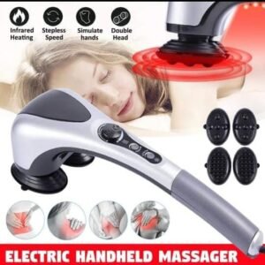 Double Head Full Body Massager Machine Variable Speed Far Infrared | Electric Facial Deep Tissue Fitness Massage Stick – Head Neck Waist Leg Muscles Pain Relief Massage Hammer – Handheld Deep Tissue massager