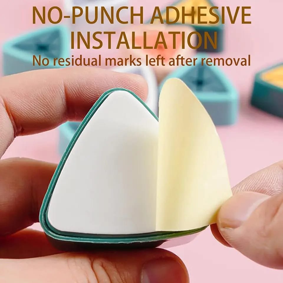 (Pack of 4) Towel And Rag Storage Plug Punch Free Towel Plug Holder Kitchen Bathroom Triangle Towel Plug Holder/ Bathroom Organizer Self Adhesive Wall Mount Push in Hook (Random color) - Image 3