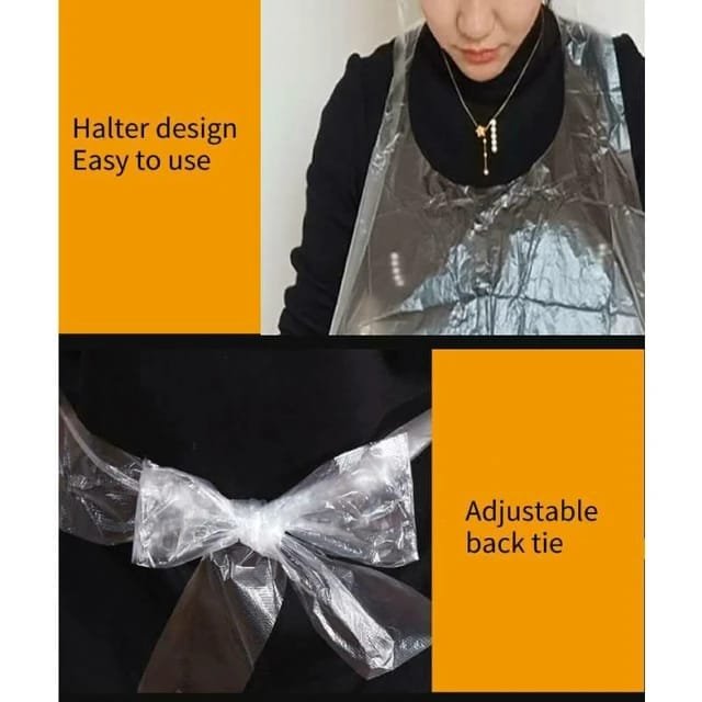 Pack Of 10 Disposable Aprons Clear Plastic Housework Approne Waterproof Gowns | disposable aprons for unisex - Image 3