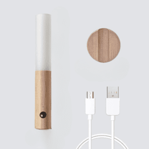 LED Wood Night Light PIR Motion Sensor Magnetic Wall Lamp USB Rechargeable Lights Home Staircase Bedroom Lamp Bedside Lighting