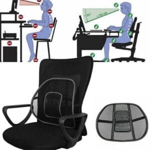 Chair Back Rest with Lumbar Support Mesh Cushion Pad for Car Seat, Home, Office Chair