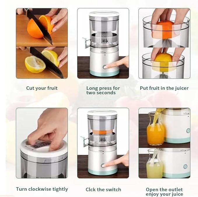 Portable Electric Citrus Juicer Hands-Free Rechargeable Orange Lemon Grapefruit Juicer Easy to Clean Juicer Machine | Orange, Lemon Juicer and Squeezer | Juice Extractor | Juice Blender - Image 3