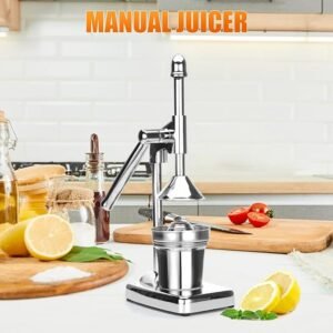 Manual Juicer, Stainless Steel Hand Press Citrus Presser with Stainless Steel Cup, Portable Countertop Juice Squeezer for Lemon