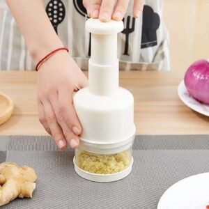 Manual Food Chopper, Handheld Chopper Slicer Dicer Mixer Stainless Steel Sharp Cutter Blades, Slap Press Chopper for Vegetables Onions Garlic Salad Herbs