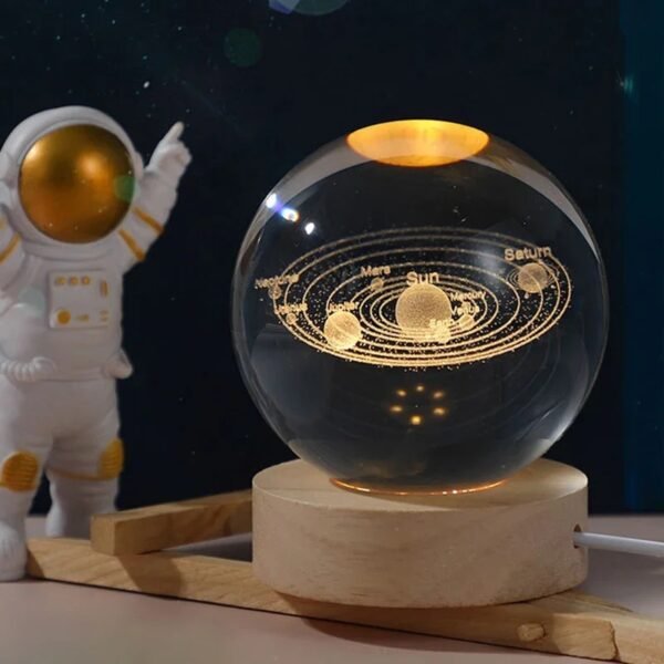 Crystal Ball Night Light Glowing Planet Galaxy Astronaut 3D Moon Table Lamp USB (Random Design)