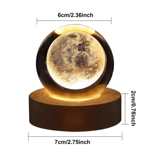 Crystal Ball Night Light Glowing Planet Galaxy Astronaut 3D Moon Table Lamp USB (Random Design) - Image 3