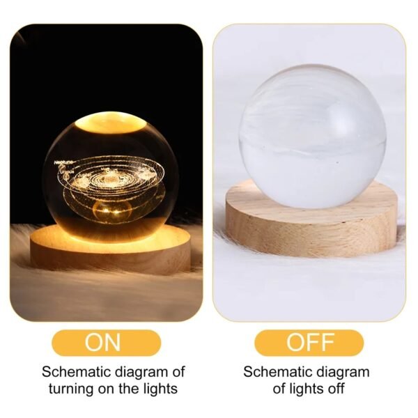 Crystal Ball Night Light Glowing Planet Galaxy Astronaut 3D Moon Table Lamp USB (Random Design) - Image 5