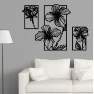 3 Frames set Flower Wooden Wall Decoration