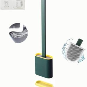 1 Pc Deep-cleaning Comode cleaning brush Toilet Brush And Holder Set For Bathroom, Silicone Toilet Bowl Brush Non-slip Long Plastic Handle, Flat Head Brush Head To Clean Toilet Corner Easily (random Color)