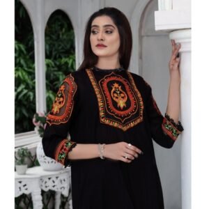 BLACK EMBROIDERY work   Stuff katan silk