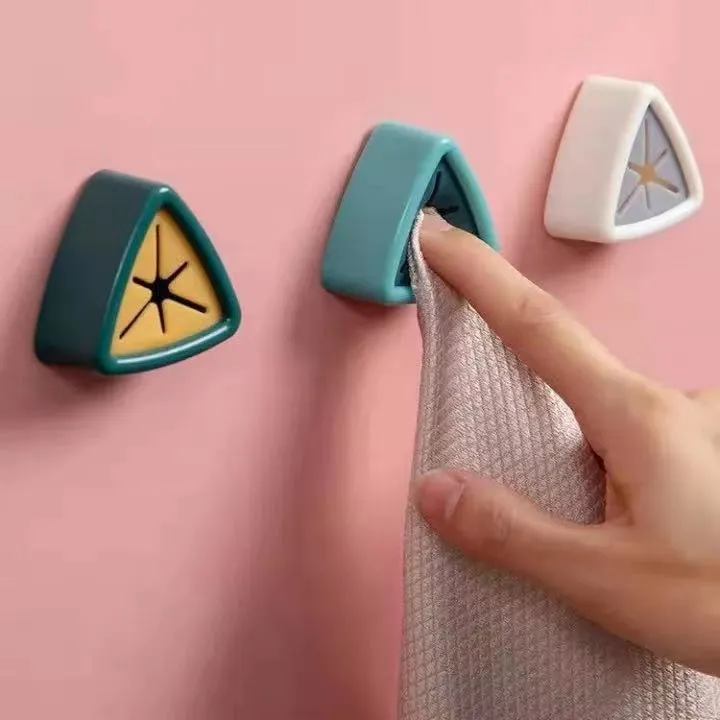 (Pack of 4) Towel And Rag Storage Plug Punch Free Towel Plug Holder Kitchen Bathroom Triangle Towel Plug Holder/ Bathroom Organizer Self Adhesive Wall Mount Push in Hook (Random color) - Image 12