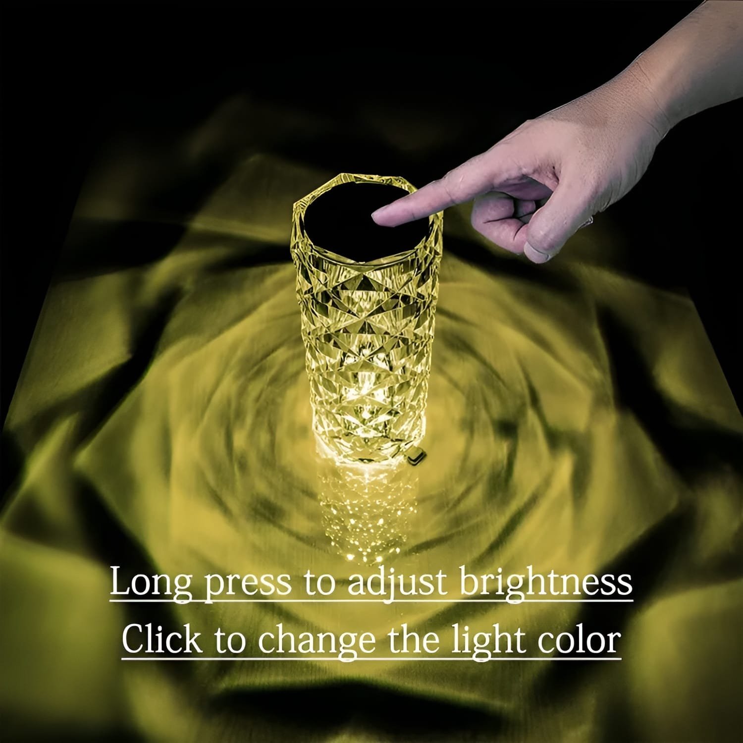 16 Colors Diamond Rose Crystal Lamp Bedside Acrylic Table Lamp | Led Diamond Touch Lamp With Remote - Image 3