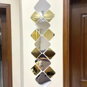 Acrylic Mirror Squares Design Wall Decoration Stickers - 12 pcs