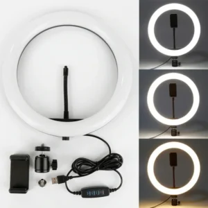 20cm Beauty Live Ring Light Photography Mobile Selfie LED Dimmable with Phone Holder
