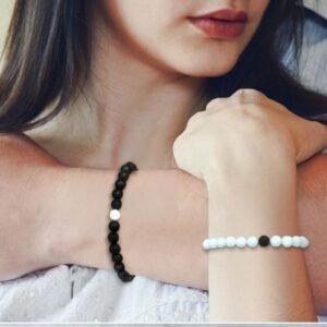 2 Pcs - Set Fashion Plastic Stone couple Bracelet For Lovers Distance Couple Bracelets Friendship Jewelry Hot Sale Fashion Jewelry Gift